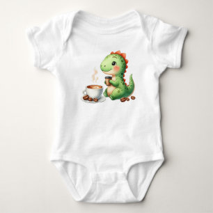 Body aquarelle Cute Dinosaur T Rex boire du café