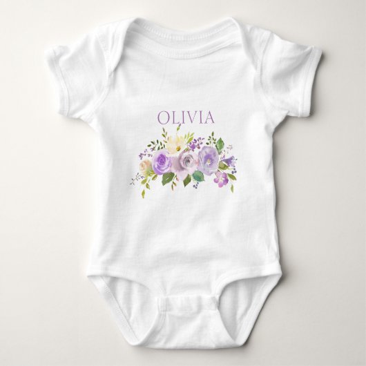 Body Aquarelle Cute personnalisée Floral Purple (Devant)