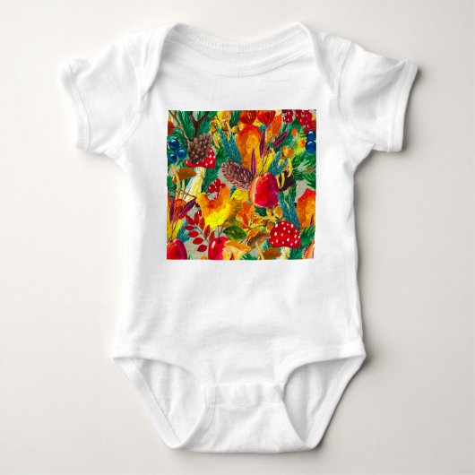 Body Aquarelle d'automne Feuilles Champignons Motif (Devant)