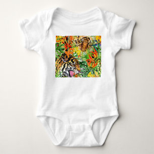 Body Aquarelle de tigre tropical Motif de jungle