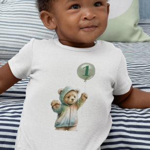 Body Aquarelle mignonne Ours 1er premier anniversaire B