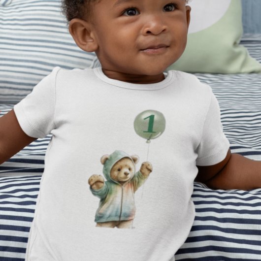 Body Aquarelle mignonne Ours 1er premier anniversaire B