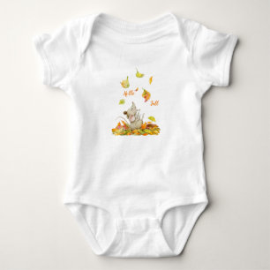 Body Aquarelle mignonne souris et feuille orange