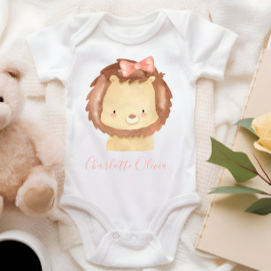 Body Aquarelle personnalisée mignonne bébé Lion Rose Bo