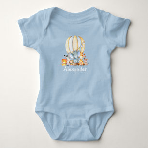 Body Aquarelle Safari Animaux Air Balloon bleu