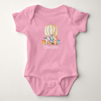 Aquarelle Safari Animaux Air Balloon Rose Bow