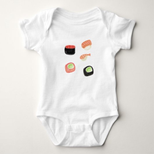 Body Aquarelle Sushi Concombre Rouleaux Bodysuit bébé (Devant)