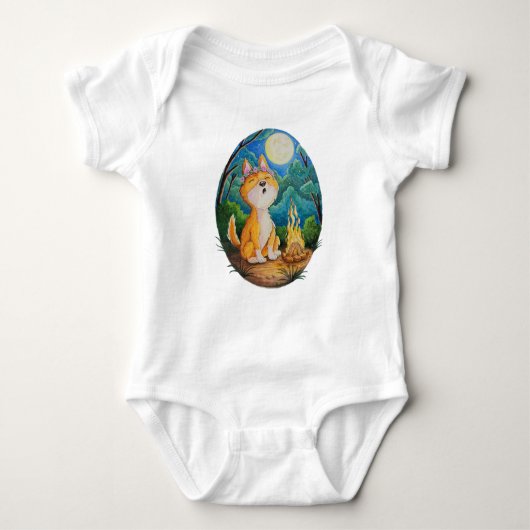 Body Australian Dingo howling on baby romper playsuit (Devant)