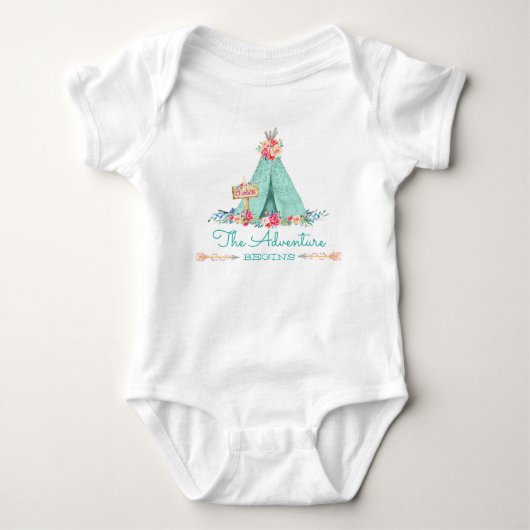 Body Aventure de TeePee Tribal Boho pour Bébé Fille (Devant)