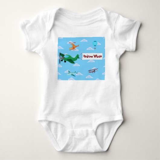 Body Avions mignons et hélicoptère pour bébé garçon (Devant)