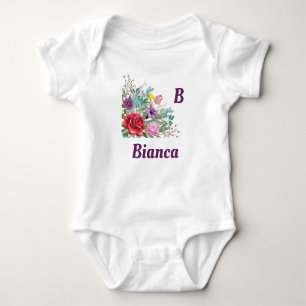 Body B Bianca Personnaliser Nom de la lettre, Fleurs Ro