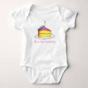 Body B est pour Anniversaire Gâteau Slice Candle Pink A