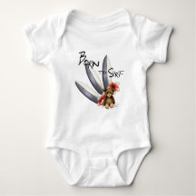 Body baby blanc "Born to surf", knoopjes en bloeme