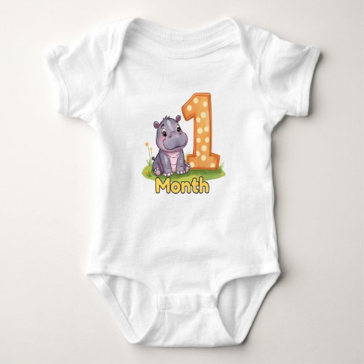Body Baby Bodysuit – 1 Months with Cute Hippo (Devant)