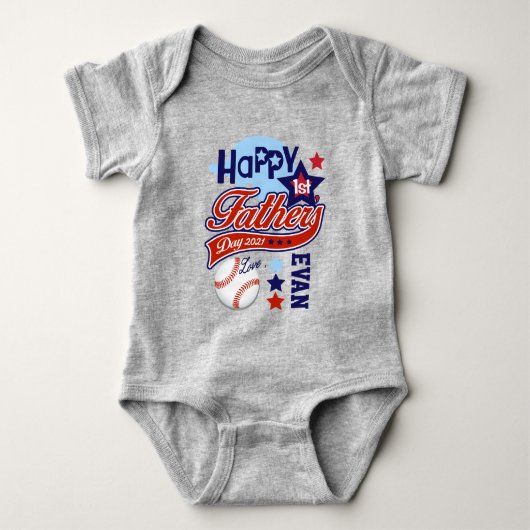 Body Baby Boy First Fête des pères Baseball Shirt (Devant)