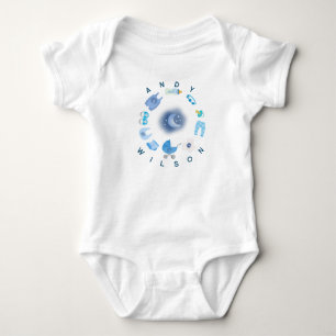 Body Baby Boy Half Moon Stars Bleu Couleur
