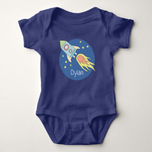 Body Baby Boys Colorful Rocket Ship Space and Name
