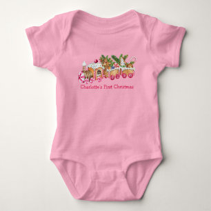 Body Baby First Christmas Gingerbread Train Candy Pink