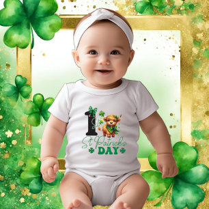 Body Baby Girl 1st St Patrick's Day avec Highland Cow