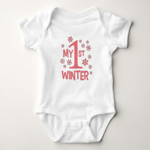 Body Baby Girl My First Winter Snowflakes mignon rose