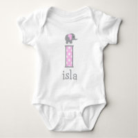 Baby Girl Newborn Polka Dot Elephant lettre i