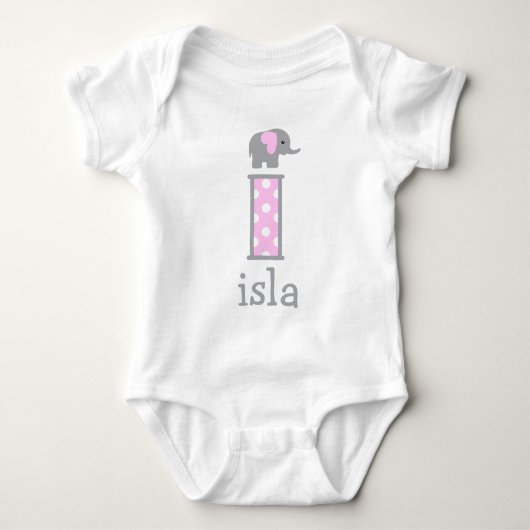 Body Baby Girl Newborn Polka Dot Elephant lettre i (Devant)