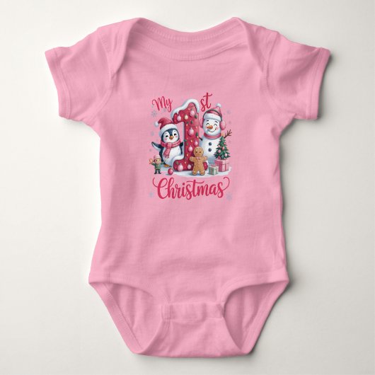 Body Baby Girl's First Christmas Pink (Devant)