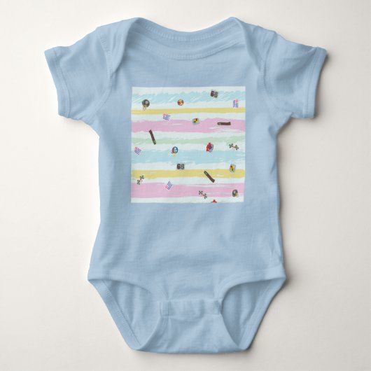Body Baby Jersey Bodysuit – Sports & Stripes Pastel  (Devant)