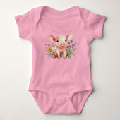 Body Baby Pig Wildflowers Farm Baby Name T-Shirt (Devant)