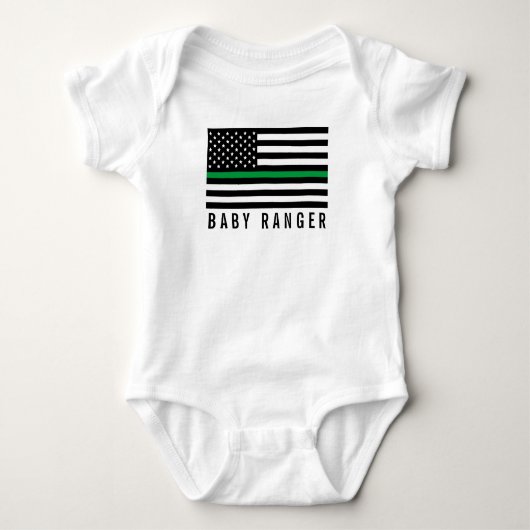 Body Baby Ranger Mince Ligne verte Drapeau américain (Devant)