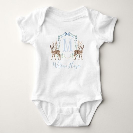 Body Baby shower de garçon Preppy Southern Blue Deer (Devant)