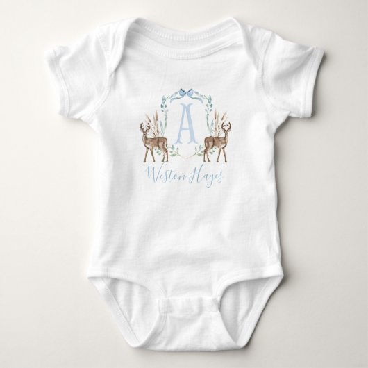 Body Baby shower de garçon Preppy Southern Blue Deer (Devant)