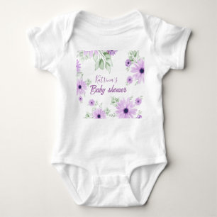 Body Baby shower personnalisé de fleurs d'aquarelle vio