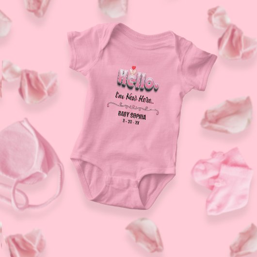 Body Baby shower personnalisé mignon rose Bonjour coeur