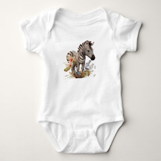 Body Baby Zebra avec beaucoup de fleurs (Devant)