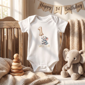 Body Ballon Éléphant Mignon 1er Anniversaire
