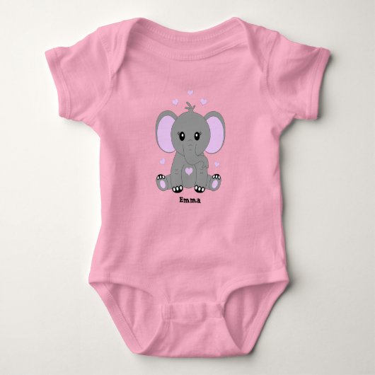 Body Beau éléphant en rose pour les filles (Devant)
