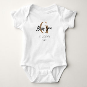 Body bébé 1er Noël monogramme unisex nom bodysuit