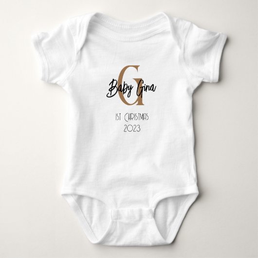 Body bébé 1er Noël monogramme unisex nom bodysuit (Devant)