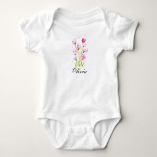 Body bébé aquarelle floral rose Sweet Pea