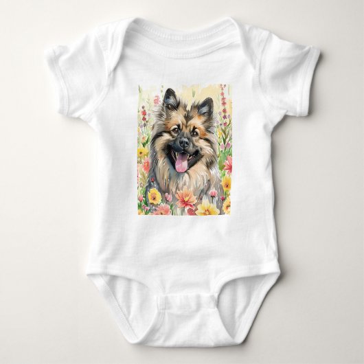 Body bébé aquarelle Keeshond (Devant)