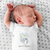 Body bébé aquarelle Lune Pingouin