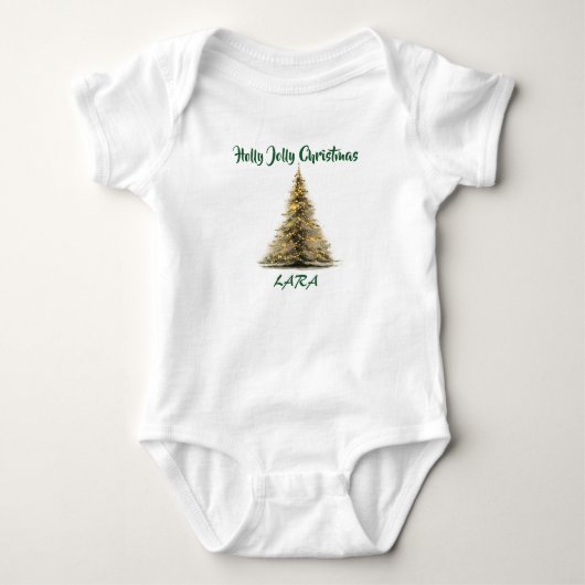 Body bébé arbre de Noël – Texte & Nom (Devant)