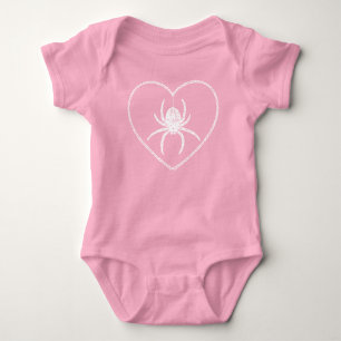 Body bébé avec cœur d'araignée rose