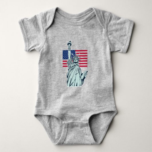 Body bébé avec drapeau américain et Lady Liberty (Devant)
