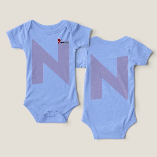 Body bébé avec monogramme initiale de lettre N mod (Design Recto & Verso)