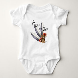 Body bébé blanc "Born to surf", nounours et fleurs