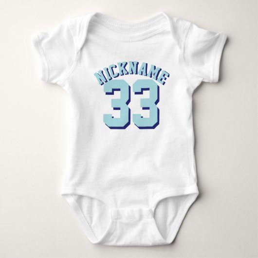 Body Bébé blanc et aqua | Design Jersey Sport (Devant)