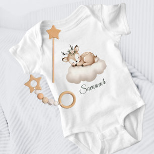 Body Bébé cerf mignon endormi sur le nuage féminin