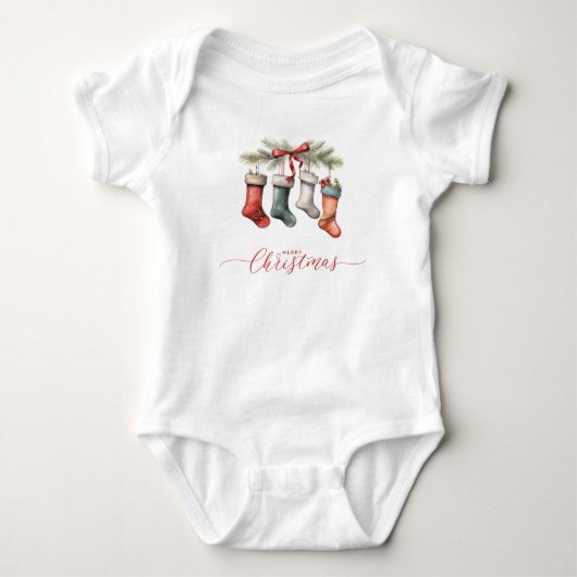 Body bébé chaussettes de Noël (Devant)
